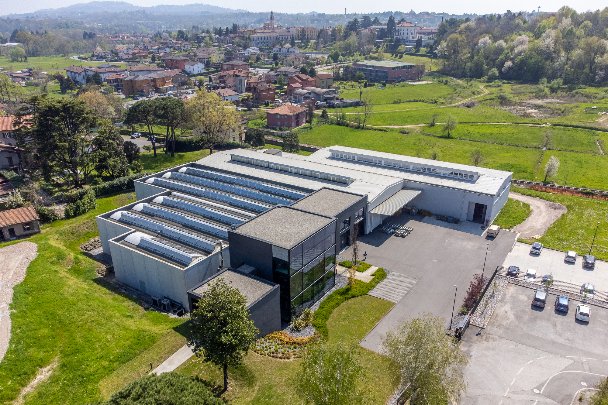 Sede Gitalia Jacquard Manifattura tessile, vista aerea dell'impianto produttivo
